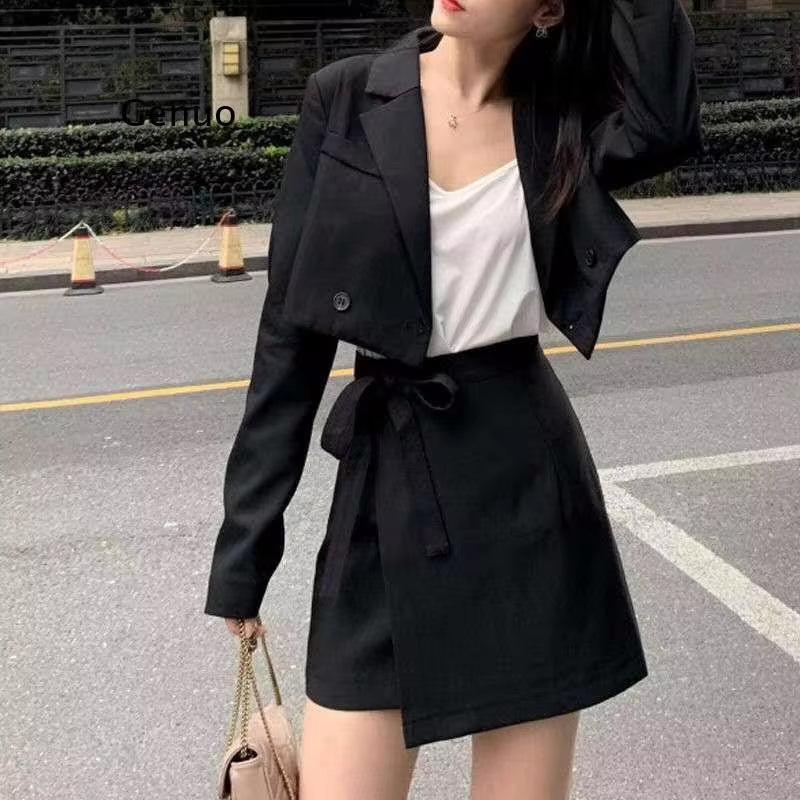 Women Jackets Long Sleeve 2021 Spring Vintage Jk Suits with Buttons Outerwear Crop Suit Jackets for Women