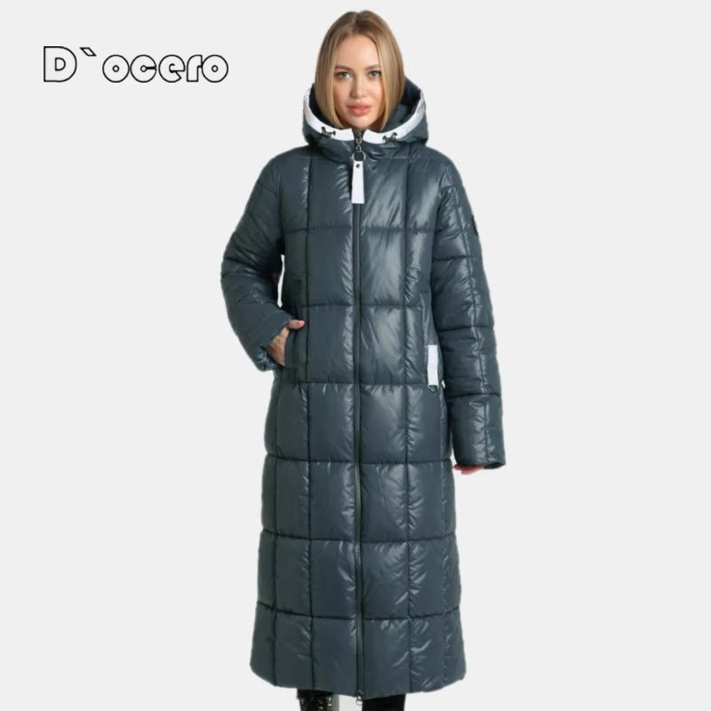 2022 New Women Winter Coats Simple Fashion X-Long down Jacket Female Parka Warm Large Size Quilted Hooded Outerwear