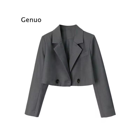 Women Jackets Long Sleeve 2021 Spring Vintage Jk Suits with Buttons Outerwear Crop Suit Jackets for Women