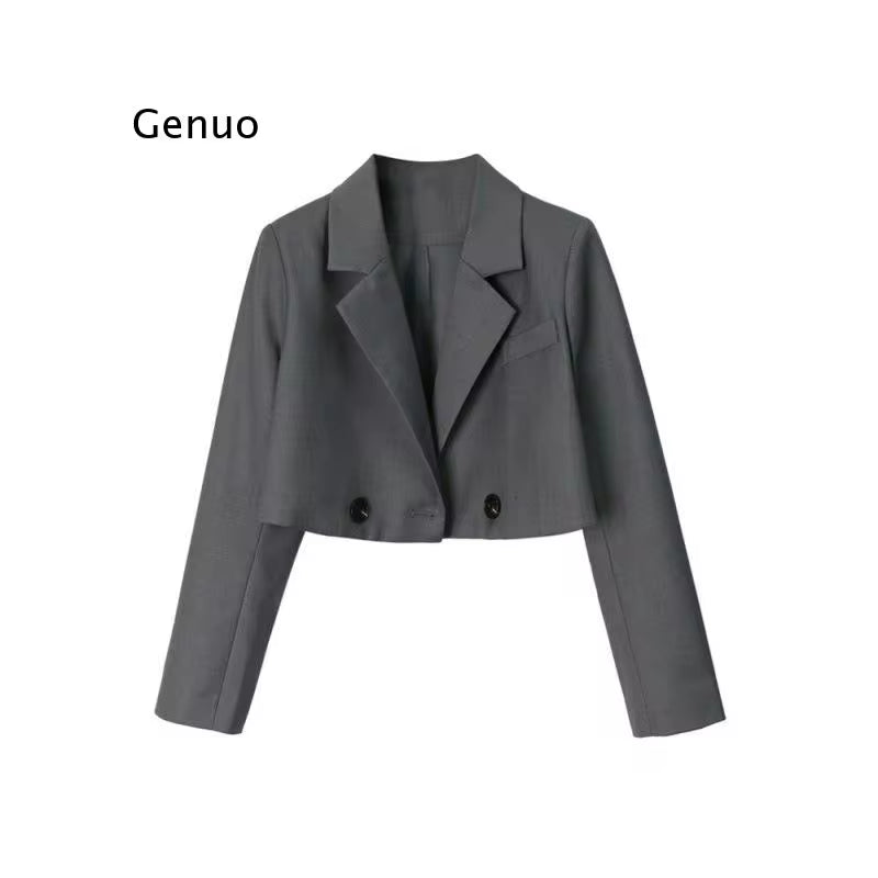 Women Jackets Long Sleeve 2021 Spring Vintage Jk Suits with Buttons Outerwear Crop Suit Jackets for Women